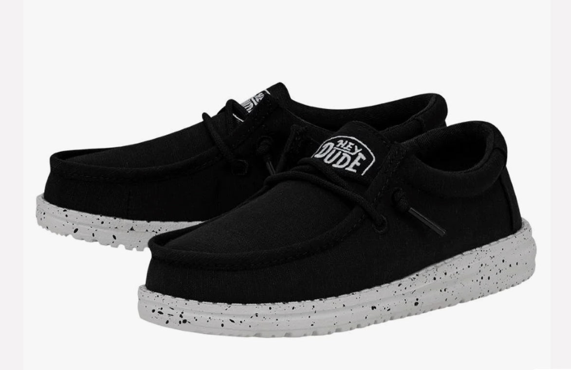 Hey Dude Wally Youth Slub Canvas Black