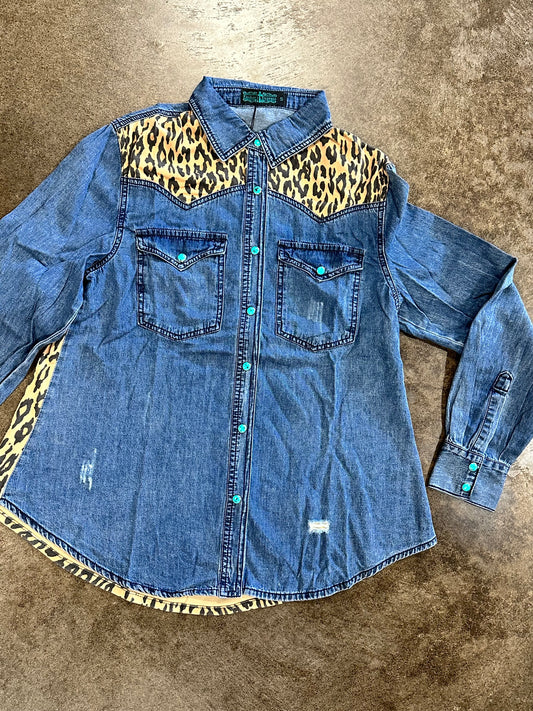 Fashion Express Denim Leopard Shirt
