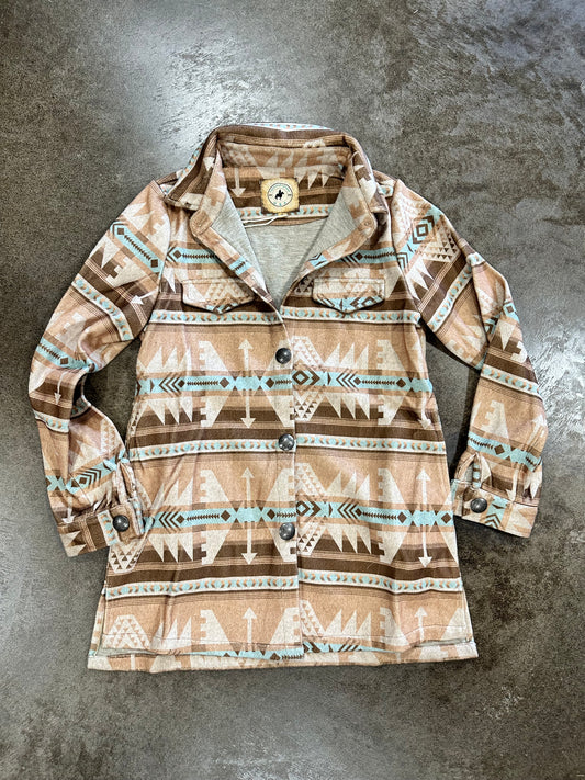 Fashion Express Shacket Brown, Tan, Turquoise