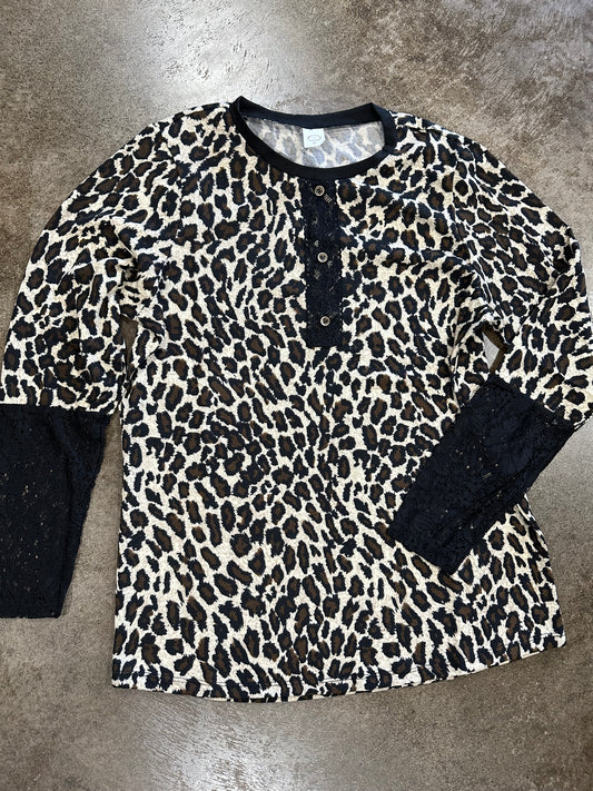 Sunshine and Rodeos Leopard Lace Top