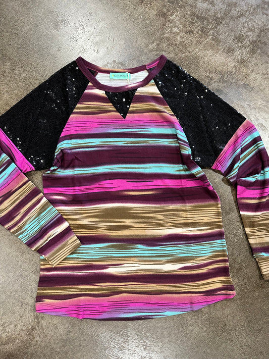 Sunshine and Rodeos Multi Sequin Top
