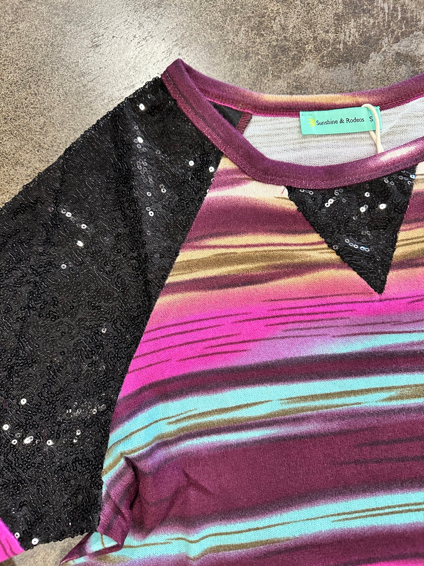 Sunshine and Rodeos Multi Sequin Top