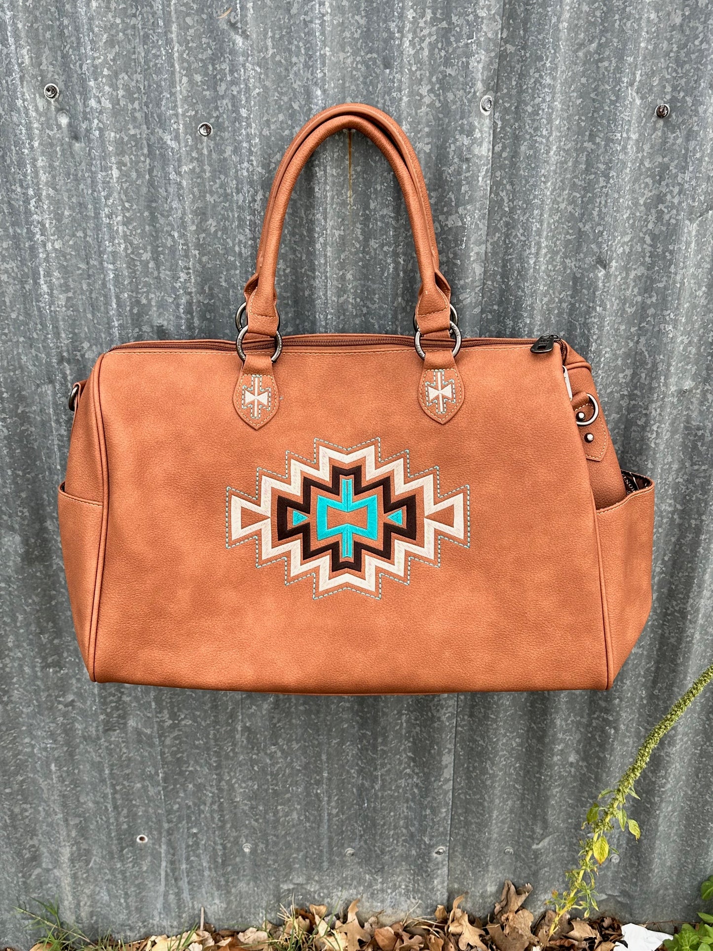 Montana West Leather Weekender Bag