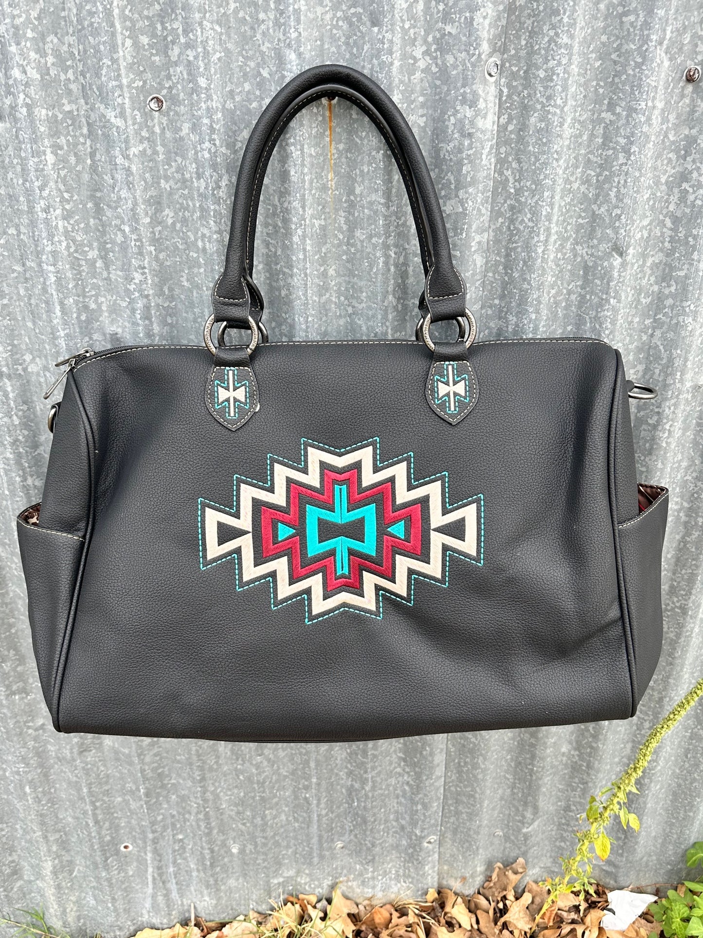 Montana West Leather Weekender Bag