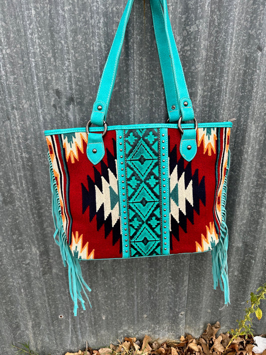 Montana West Saddle Blanket and Turqoise Handbag