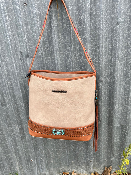 Montana West Cream and Turquoise Handbag