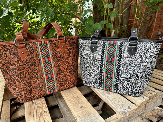 Montana West Stamped and Embroidered Handbag