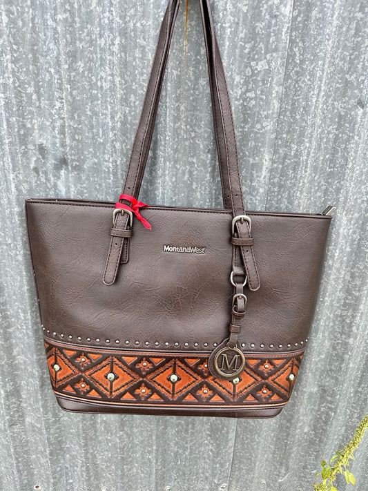 Montana West Leather Stamped Handbag