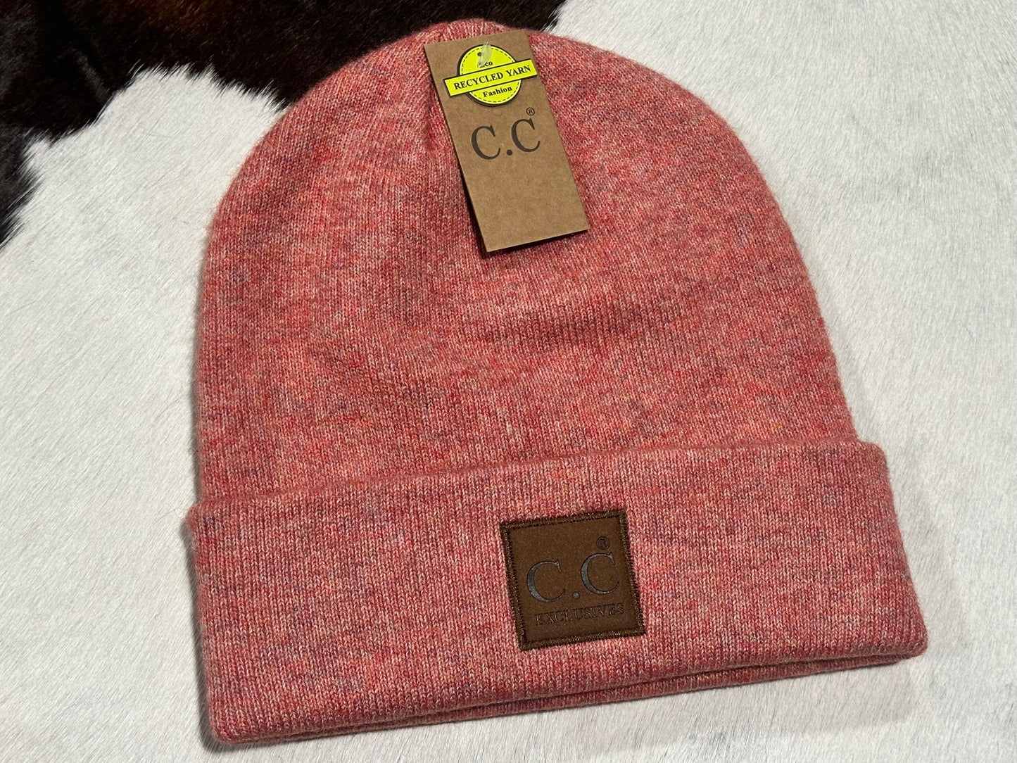 CC Beanie Unisex Soft Ribbed Leather Patch