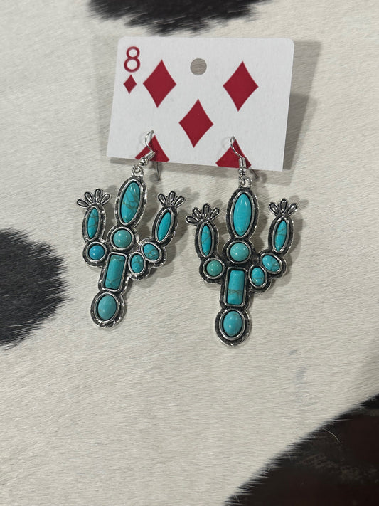 Silver Blooming Cactus Earrings