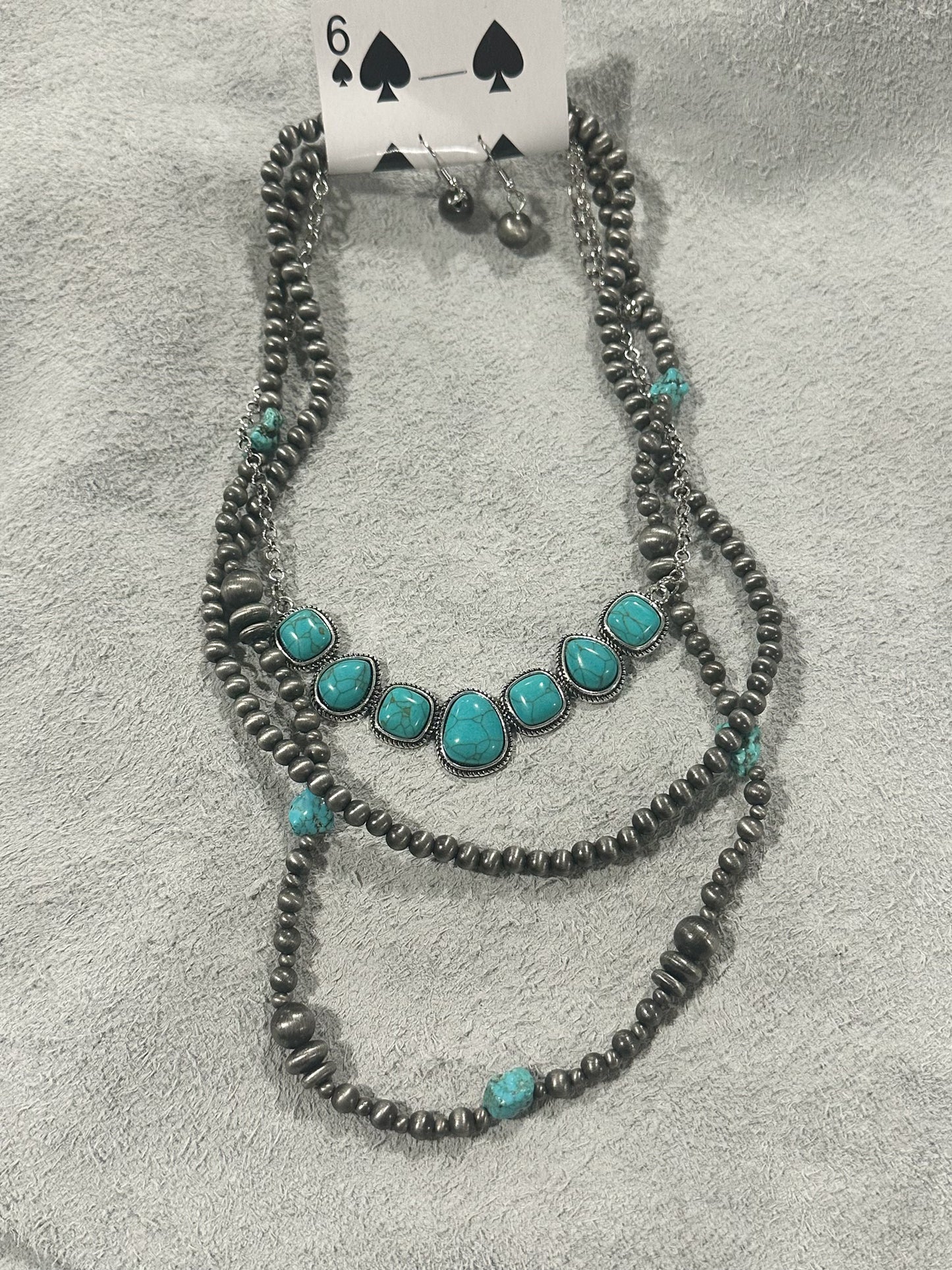 Turquoise Beaded Bar Layered Necklace Set