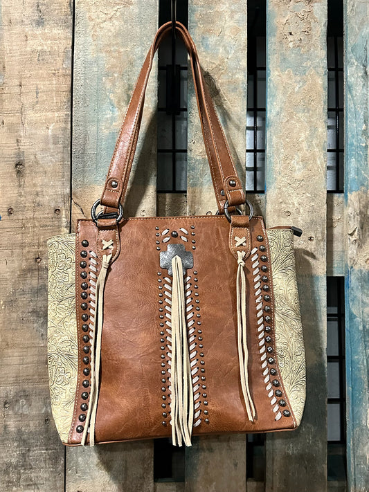 Montana West Concho Collection Concealed Carry Tote MW1098G-8113BR