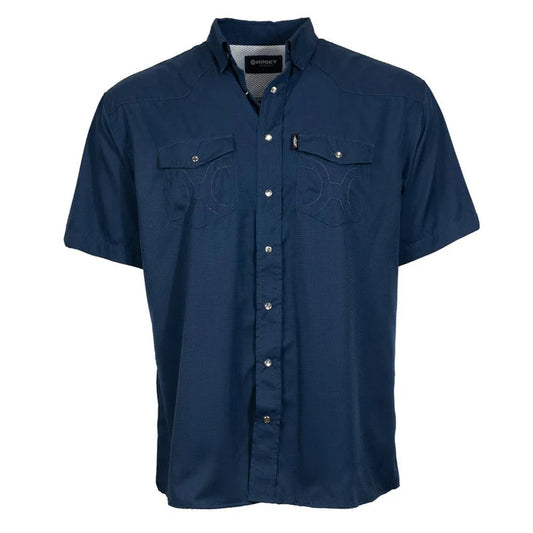 "Sol" Navy Short Sleeve Pearl Snap Shirt HT1623NV