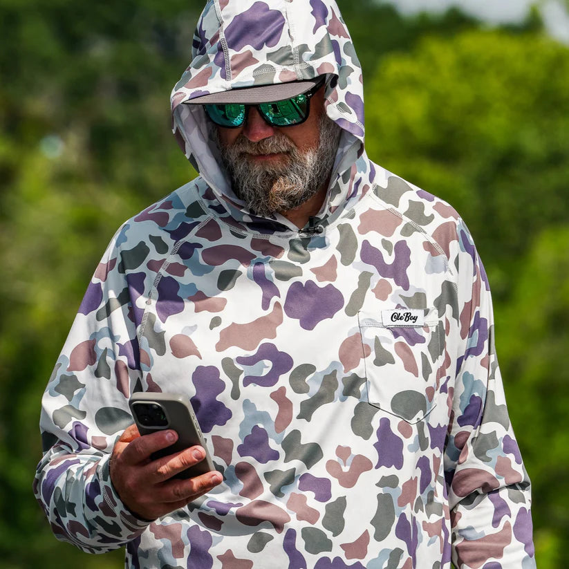 OLE BOY Performance Hooded Tee - Brown Duck Camo