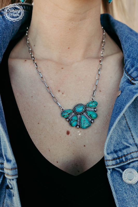 STERLING KREEK TURQUOISE TOMBSTONE NECKLACE