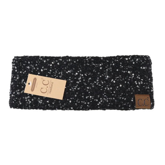 CC Beanie Fuzzy Lined Scatter Sequin Head Wrap