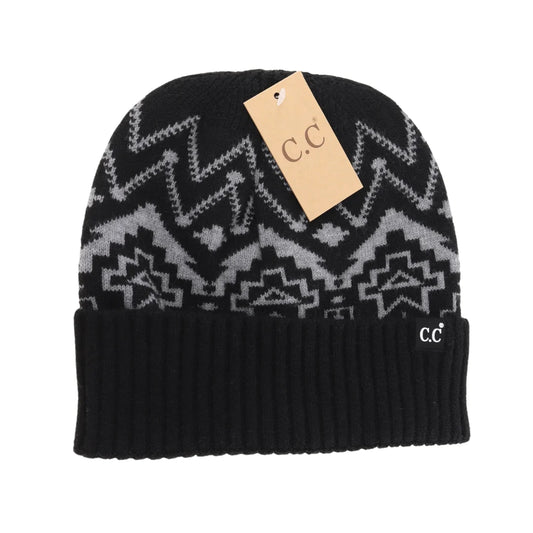 CC Beanie Unisex Cuffed Southwest Print