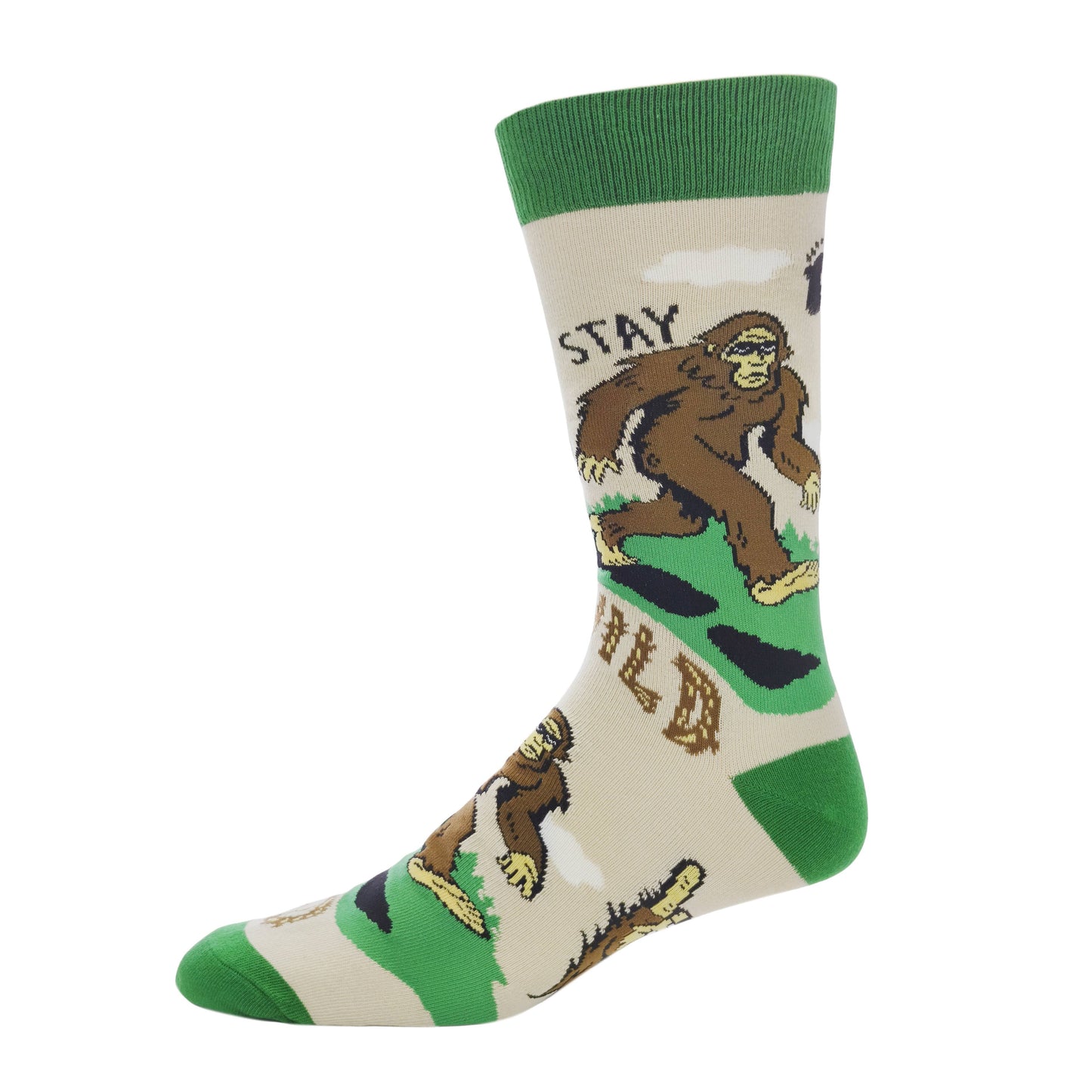Stay Wild | Men's Novelty Bigfoot Cotton Crew Socks