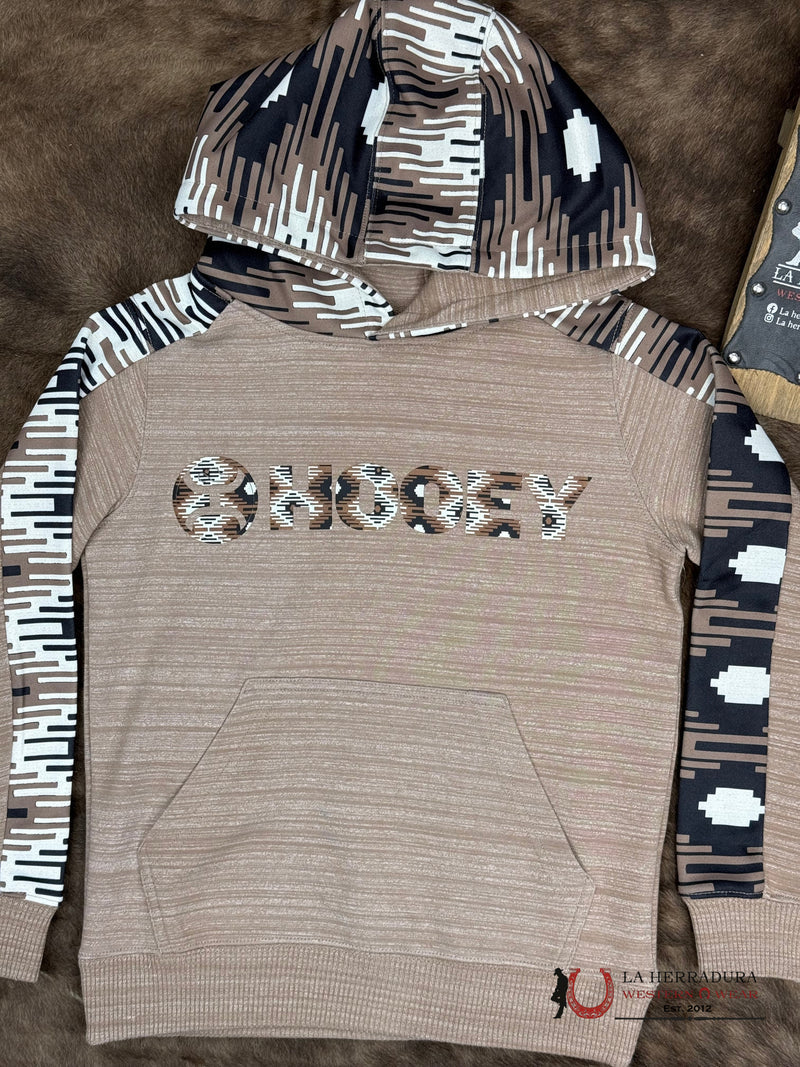 Canyon, Youth Boys Portabella Hoody with Saddle Blanket Pattern Taping Down Arms and Hood with Hooey Logo on Chest
