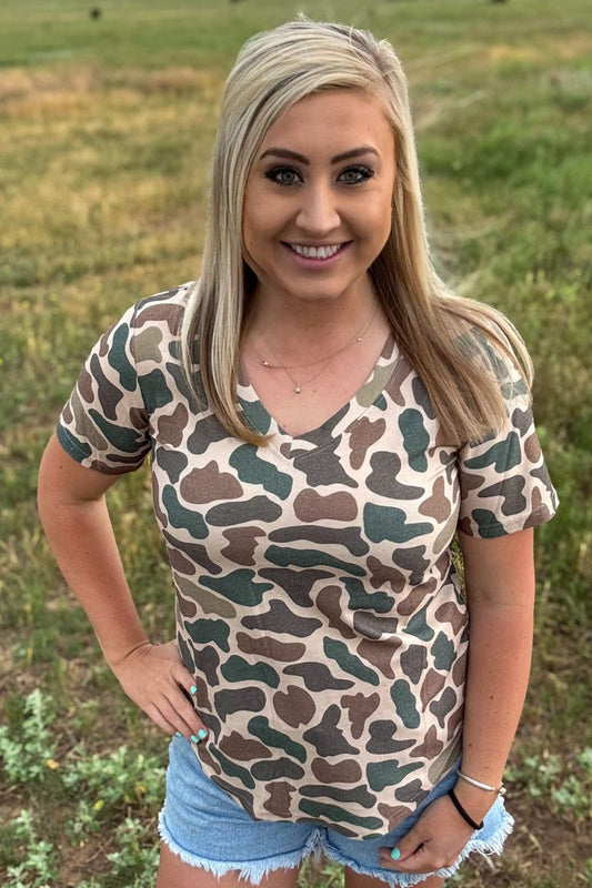 STERLING KREEK Stand Down V-Neck Tee