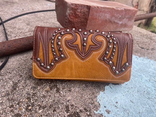 Montana West Two-Tone Brown Wallet