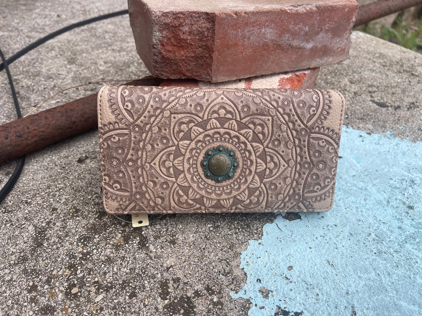 Montana West Tan Tooled Leather Wallet