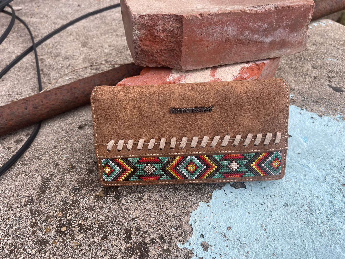 Montana West Brown Embroidered Wallet