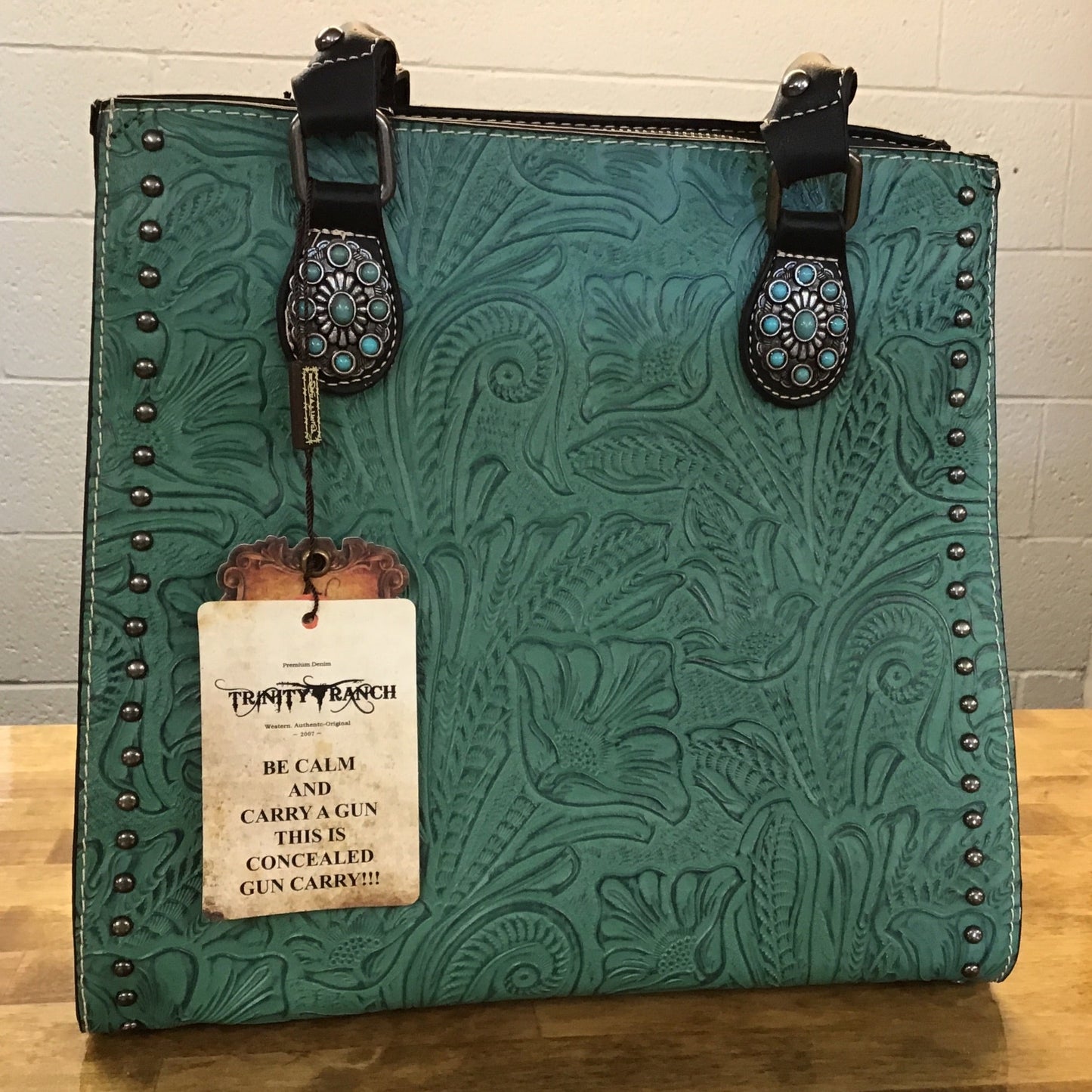Trinity Ranch Turquoise Tooled Leather Purse