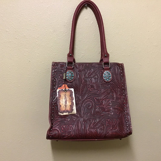 Trinity Ranch Red Tooled Leather Purse